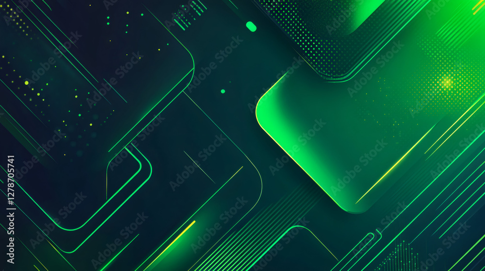 Aufkleber Abstract modern background with overlapping rounded squares, glowing lines and particles, creating a dynamic and futuristic feel