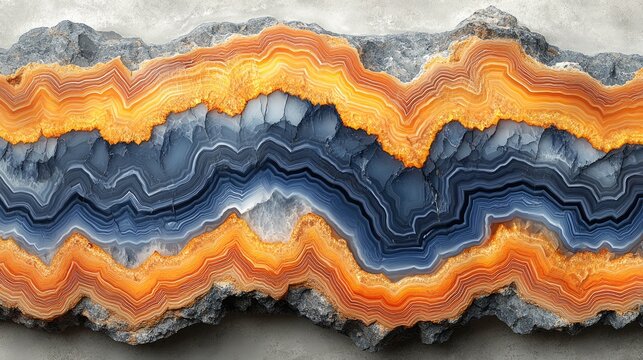 Stunning Agate Geode Slice Blue Orange Abstract Art Print