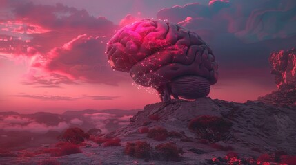 Glowing human brain with network connections representing the concept of artificial intelligence