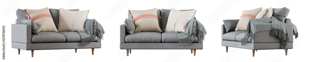 Poster sofa set isolated on transparent background. 3d render. 3d illustration.