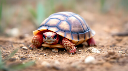 Obraz premium Red-Footed Tortoise Photo: A Tiny Traveler