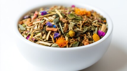 Holistic relaxation with herbal tea in a cup