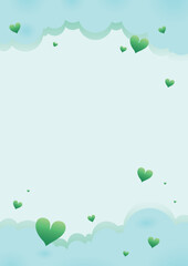 Elegant pastel heart frame background with soft gradient and subtle shadows, vector illustration
