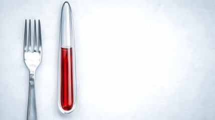 Lab-Grown Food Illustration: A Fork and Test Tube