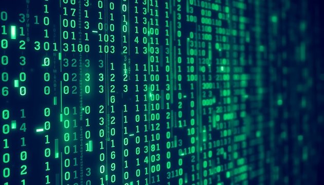 Stunning Green Binary Code Background: Digital Data Stream Wallpaper