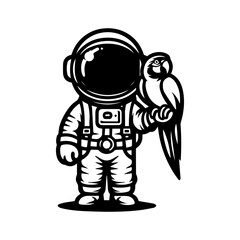 astronaut and parrot logo design