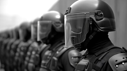 Police in riot gear during political unrest