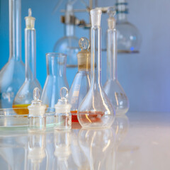 Laboratory Research - Scientific Glassware For Chemical Background