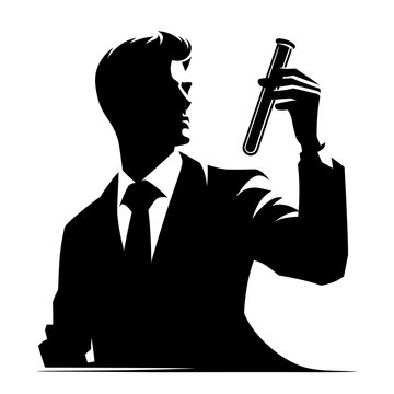 recommend clip art: Scientist examining test tube silhouette