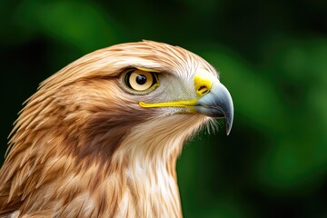 Majestic eagle with striking details and intense gaze against bl