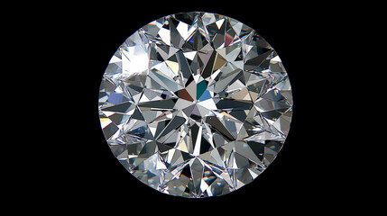 黒い背景にカットされた１粒のダイヤモンドが有り、トップアングルから撮影