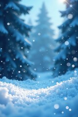 Falling snowflakes, snowy landscape, cinematic winter scene, night, image, peaceful