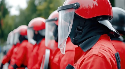 Police officers forming a barrier during protest for freedoms