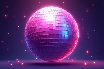 Obraz premium Glowing Pink Disco Ball in Neon Light