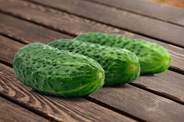 Fresh ripe long cucumbers vegetables