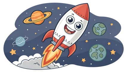 Funny rocket blasting off with fire smoke car