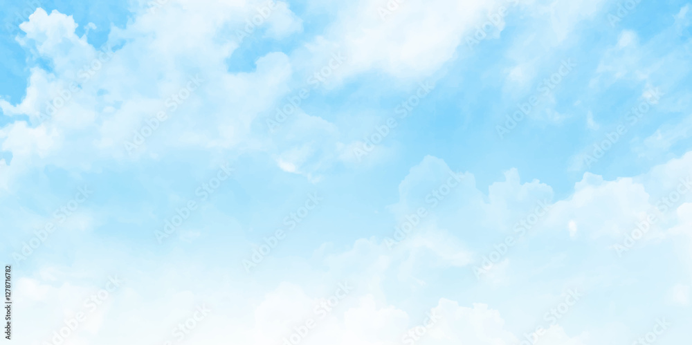 Poster beautiful blue sky clouds for background. blue sky with empty space between clouds