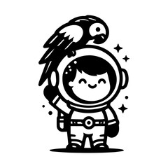 astronaut and parrot logo design