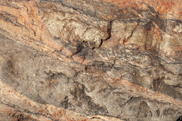Closeup of brown weathered rock texture