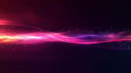 Obraz premium Wavy lines of pink and purple light creating a dynamic and vibrant abstract composition on a dark background