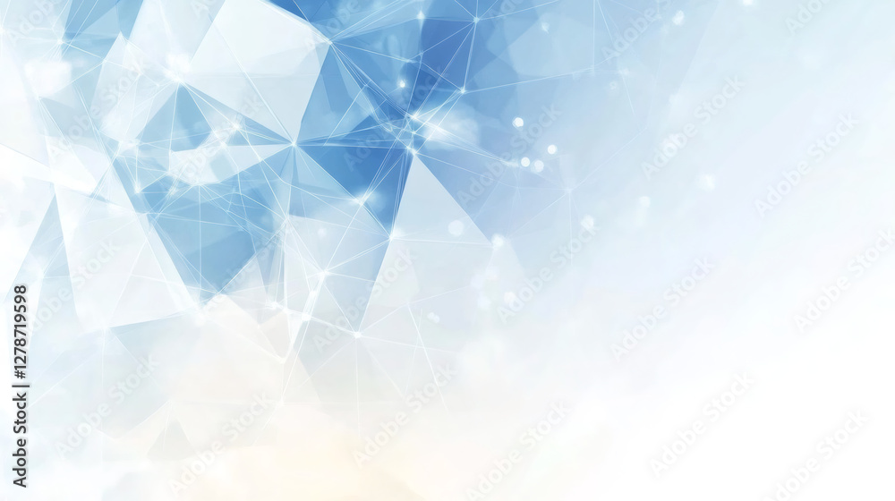 Poster Polygonal blue background featuring connecting lines and dots, illustrating network and communication technology for various uses