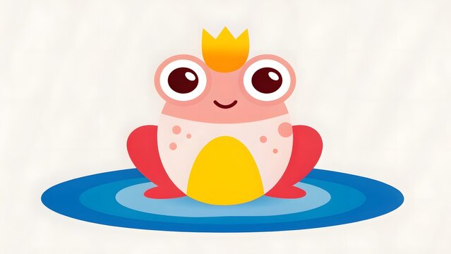 Cute pastel frog with big eyes tiny crown kaw
