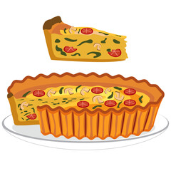 Vegetable Quiche and Sliced ​​Vegetable Quiche.