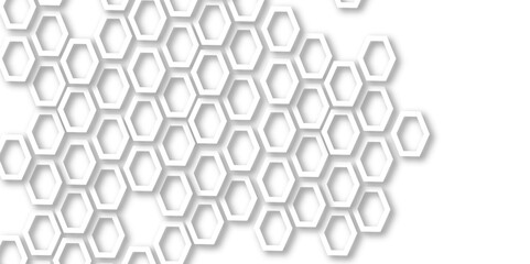 Abstract modern hexagonal effect for line geometric technology 3d white bright hexagon polygonal honeycomb luxury pattern vector white background.	