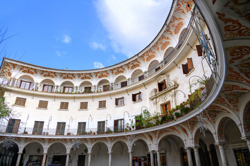 Obraz premium Architecture of old building in Plaza del Cabildo, Seville, Spain