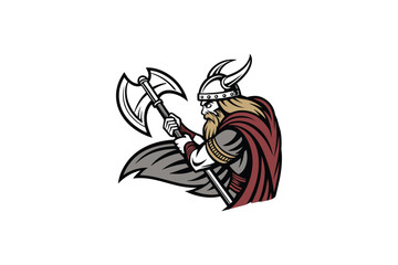 detailed Viking warrior mascot vector art illustration