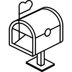 Simple Mailbox with Heart Symbol Flag line art