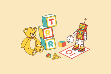 kids toy vector art illustration on isolated background