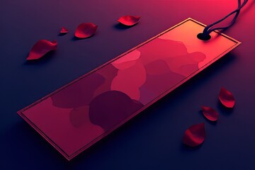 Stylish Red Tag with Rose Petals - Elegant Design Element