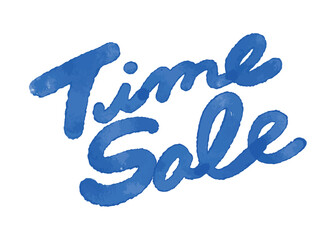 「Time Sale」の手書き水彩文字　ベクターイラスト