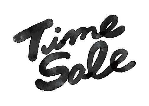 「Time Sale」の手書き水彩文字　ベクターイラスト