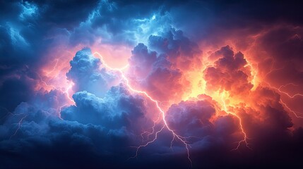 Dramatic Lightning Storm Cloudscape Wallpaper