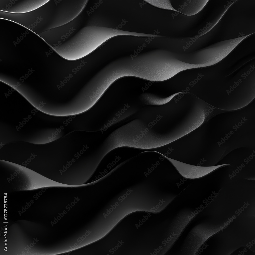 Poster abstract black and white waves: a study in light and shadow, fluid forms and minimalist design