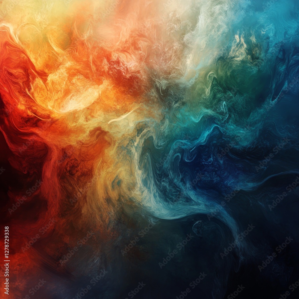Aufkleber abstract fire and ice: a swirling fusion of warm and cool hues in a dynamic composition