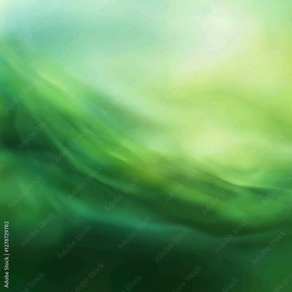 Poster abstract green serenity: a swirl of nature's calmness and lightness in organic forms and textures.