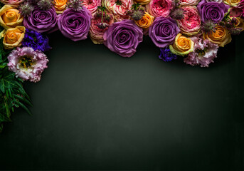 Background Elegant Floral Border on Green Background for Custom Text or Design.