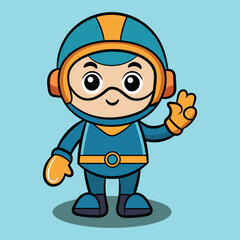 Cute Diver With Peace Hand Cartoon Vector Illustration