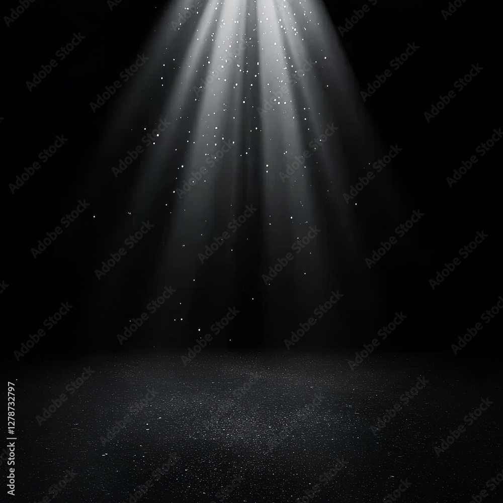 Poster dramatic spotlight: a beam of light illuminates a dark stage with a hint of dust particles in the ai