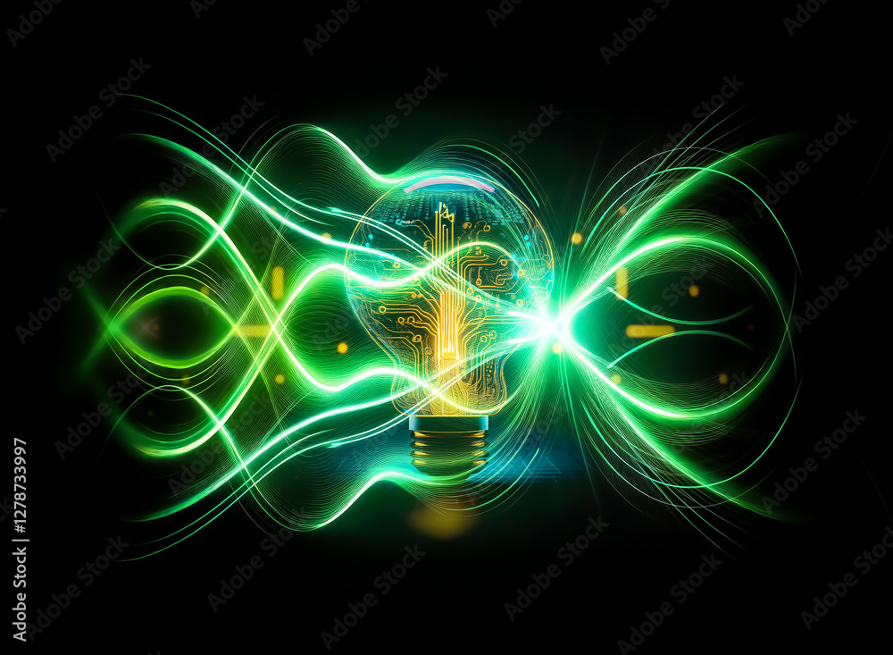 Aufkleber a glowing lightbulb filled with intricate circuitry, symbolizing innovation and technological advanc
