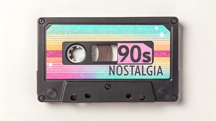 Fototapeta premium Retro cassette tape with vaporwave glitch effect