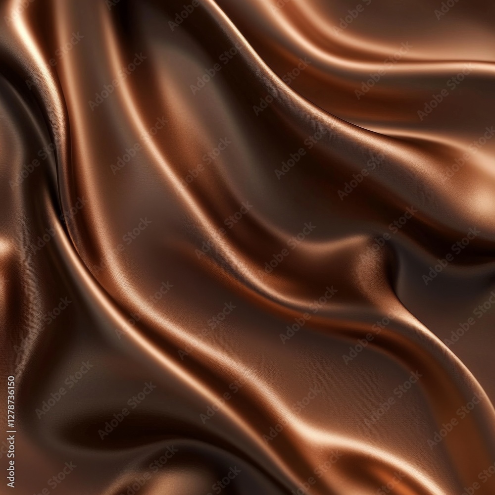 Poster luxurious brown silk fabric with elegant folds and subtle textural detail, creating a rich and sumpt