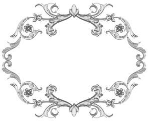 Silver frame on white background, 3D render