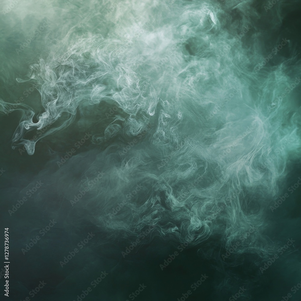 Poster mystical teal: an abstract swirl of smoke and light creating an ethereal ambiance with dreamy textur