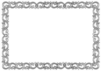 Silver frame on white background, 3D render