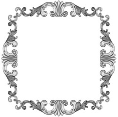Silver frame on white background, 3D render