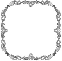 Silver frame on white background, 3D render